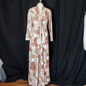 Vtg Floral Knit maxi dress, 60s/70s, vtg 14 (S/M)